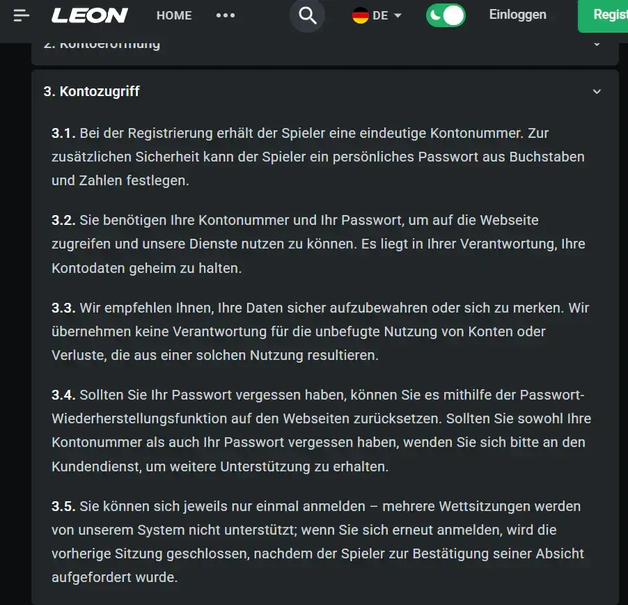 Aktueller Leon KYC- oder Verifizierungsbildschirm
